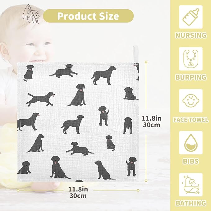 vvfelixl Labrador Retriever Dogs Baby Burp Cloths Baby Muslin Washcloths for Boys Girls Cotton Baby Face Towel for Newborn Infants Soft and Absorbent 11.8 X 11.8 in, 5 Pack
