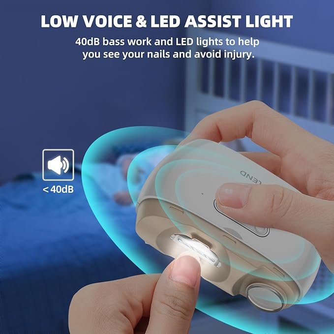 Electric Nail Clipper, Electric Nail Trimmer Suitable for Children, Adults, and Elderly, Automatic Nail Clipper with 2 Adjustable Speeds, Nail Clippers with LED Light and Chip Storage Box