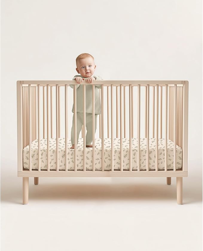 lulumoon Baby Muslin Crib Sheets - Toddler Cotton Fitted Crib Sheets Neutral for Boys and Girls 2Pack