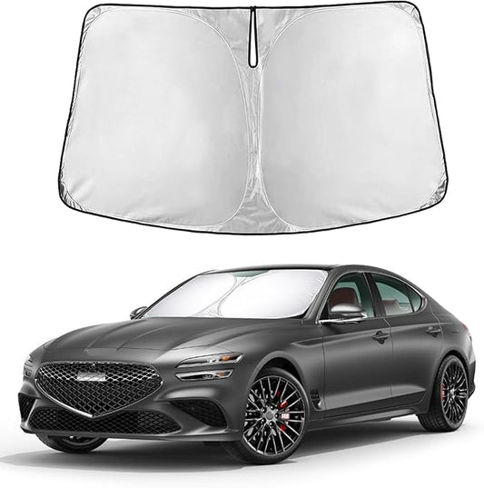EcoNour Windshield Sunshade for Genesis G90 2017–2022 | Custom Fit Front Window Sun Shade | Blocks Harmful UV Rays & Reduces Heat | Foldable Sun Visor with Storage Pouch