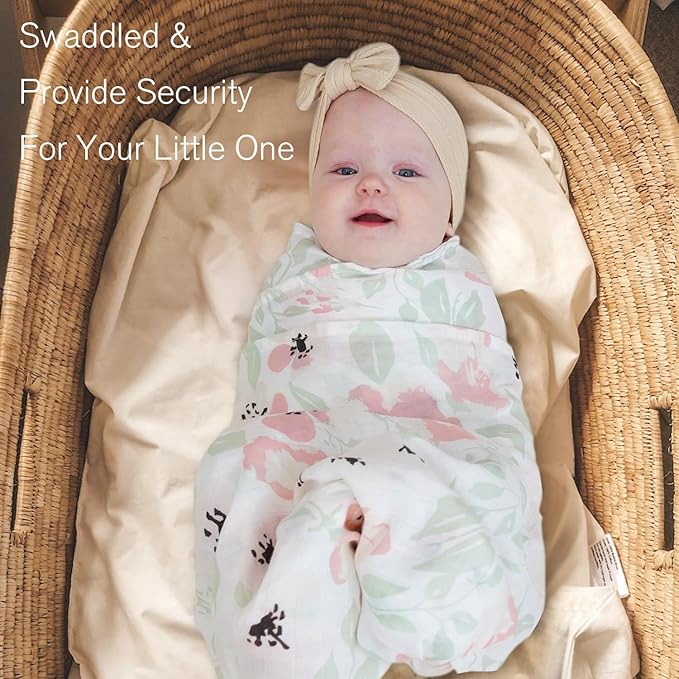 Little Grape Land Muslin Swaddle Blankets 47''x47'' 3 Pack, 100% Cotton Large Size Baby Swaddles for Newborn, Soft Breathable Baby Blankets for Newborns, Daliah
