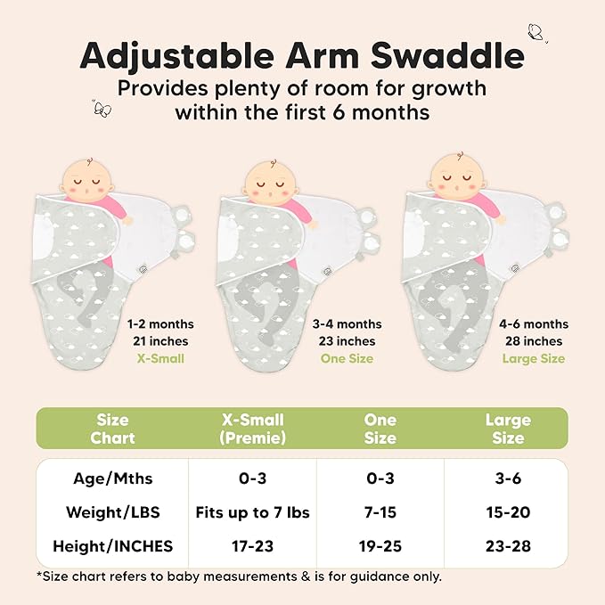Baby Swaddle Sleep Sacks with Zipper - 3-Pack Swaddles for Newborns 3-6 Months, Infant, Baby Girls, Boys, Soft & Durable Newborn Sleep Sack, Easy Diaper Change Swaddling Blanket (Angelic, L)