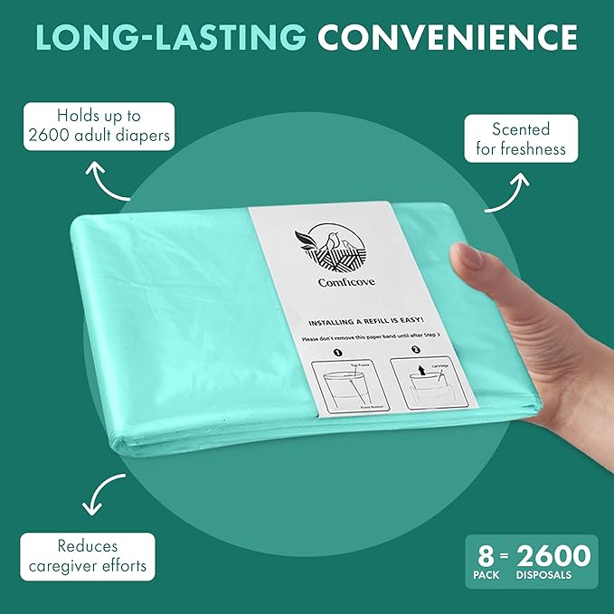 8 Pack Adult Diaper Liner Refills, Compatible with Janibell Akord 280 Slim Model, Adult Diaper System to Eliminate Waste, Odor Resistant by Comficove (8pk)