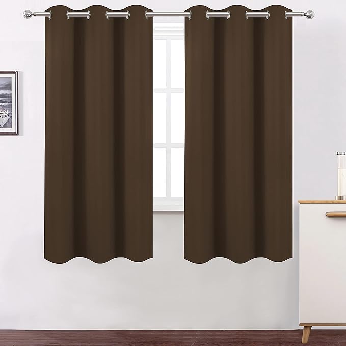 LEMOMO Chocolate Brown Thermal Blackout Curtains/40 x 72 Inch/Set of 2 Panels Room Darkening Curtains for Bedroom and Living Room