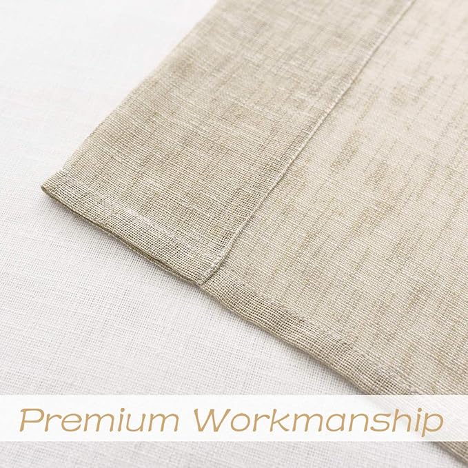 Central Park Tan and Spa Blue Stripe Sheer Color Block Window Curtain Panel Linen Window Treatment for Bedroom Living Room Farmhouse 84 inches Long Rod Pocket, 2 Panel Rustic Drapes, 40"x84"x2