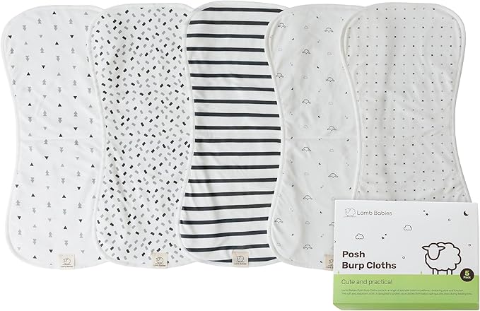 Lamb Babies Posh Baby Cotton Burp Cloths, Absorbent, Lightweight, and Gentle Cotton for Mess-Free Moments, Baby Burp Cloths for Boys and Girls An Essential Addition to Every Parent's Diaper Bag