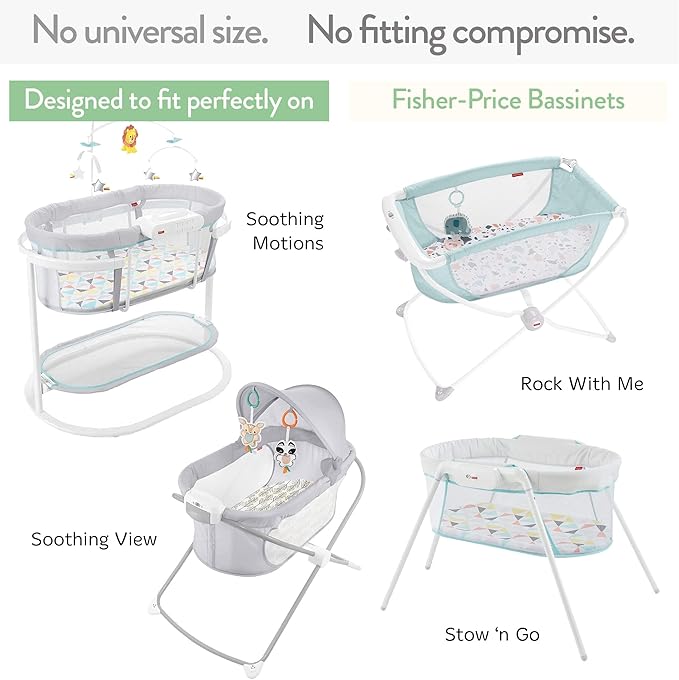 Bassinet Fitted Sheets for Fisher Price Bassinet Soothing Motions, Stow and Go, Rock with Me and Soothing View Bassinet – Snuggly Soft 100% Jersey Cotton – Cream + Brown – 2 Pack