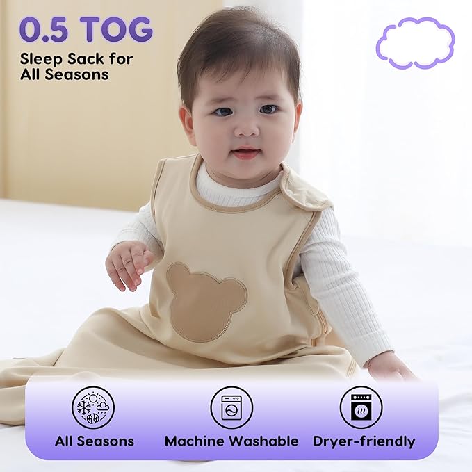 Aomloge PuppyNap Sleep Sack 6-12 Months, 0.5 Tog Wearable Blanket Baby fits Newborns and Infants, Toddler Sleep Sack with 2-Way Zipper