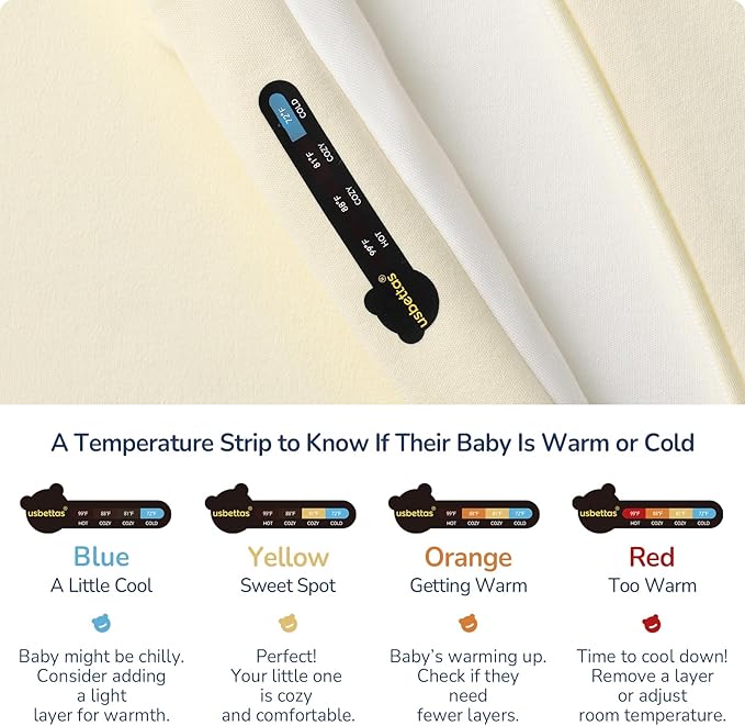 usbettas 1.0 Tog 2.5 Tog Baby Sleep Sack, 100% Cotton Baby Sleeping Bag 3-24M, 2-Way Zipper Baby Wearable Blanket