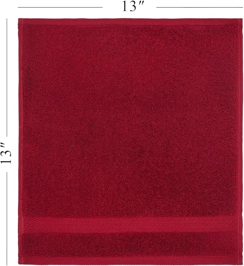 Ozdilek 6-Piece Washcloth Set 13x13 100% Turkish Cotton, 600 GSM, Soft, Gentle on Sensitive Skin, Multi-Purpose Use, Washable, Reusable, Ideal for Baby Care & Spa 6 Towels (Brick Red)