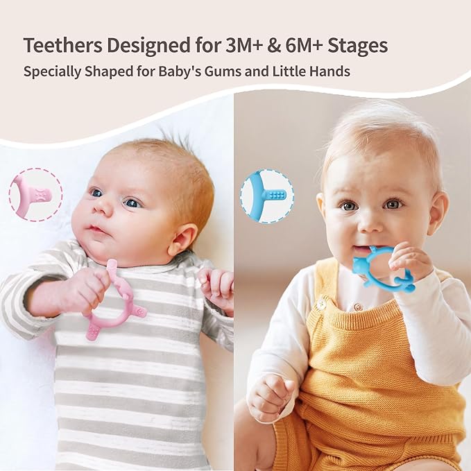 Pigeon Silicone Animal-Shaped Baby Teether, Pink Rabbit, 3M+, 1 Count – Multi-Textured Teething Relief Toys, Lightweight & Easy to Grasp
