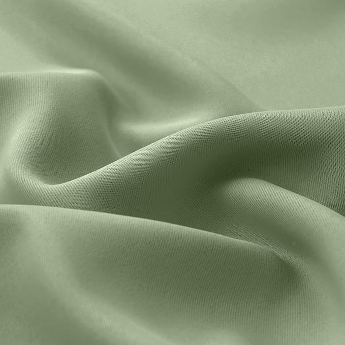 BGment Thermal Insulated 100% Blackout Curtains for Bedroom with Black Liner, Double Layer Full Room Darkening Noise Reducing Grommet Curtain (52 x 63 Inch, Grass Green, 2 Panels)
