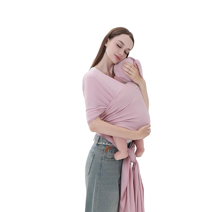 Baby Wrap Carrier for Newborns to Toddlers (8-35 lb), Modal Soft-Stretch Sling, Breathable All-Season, Quick Tie with Center Marker, Machine Washable Pink