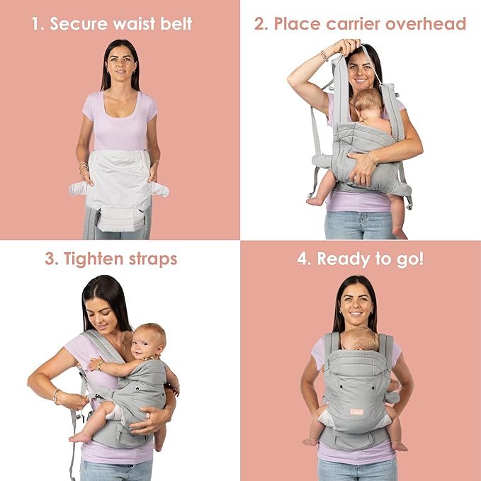 Baby Trend Caleo Charm Deluxe 3‑in‑1 Newborn Carrier, Eden – 100% Cotton, Machine Washable, Lumbar Support & Weather Protection