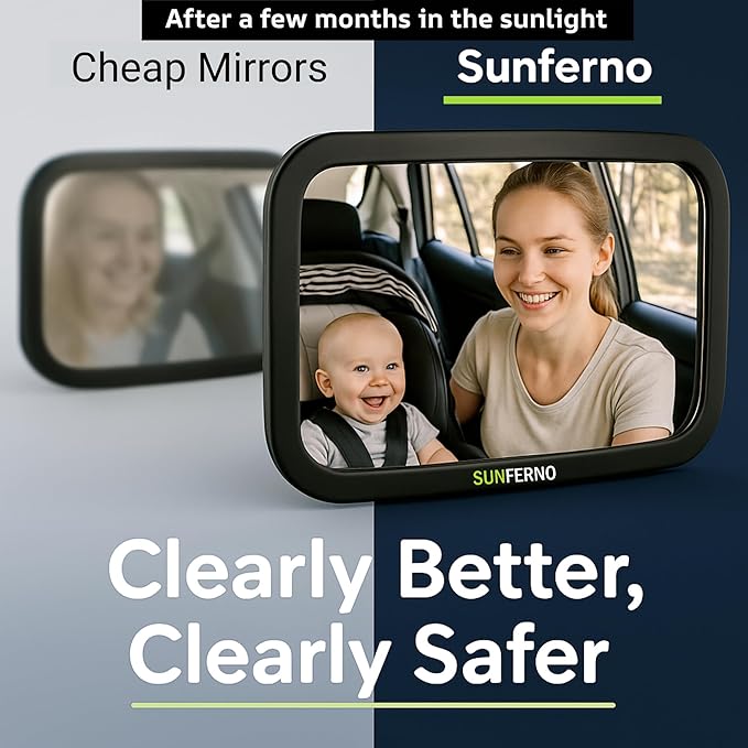 Baby Car Mirror – The Safest Way to Keep an Eye on Your Little One | Shatterproof, Wide-Angle Car Mirror for Baby with Secure Straps & 360° Adjustability | Peace of Mind for Every Drive