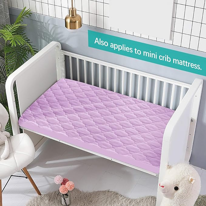 Biloban Waterproof Sheet for Pack n Play Quilted, Playard Sheet Protector 39inch X 27inch fits for Baby Foldable and Playard Mattress, Portable Mini Crib, Lavender