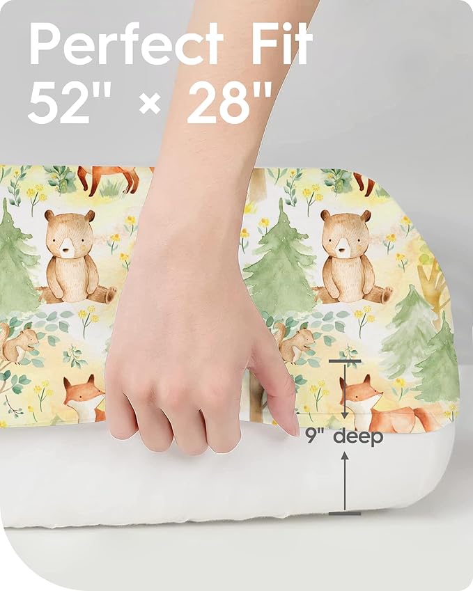 TotBasic Crib Sheets Netural for Girls Boys, Premium Soft Crib Mattress Fitted Sheet, Ultra Breathable Baby Sheets, Super Stretchy Baby Bed Sheets 28x52x9 Extra Deep Pocket