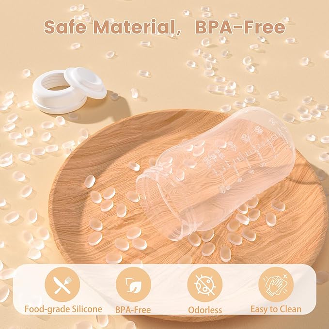 6oz Wide-Mouth Breastmilk Storage Bottles with Two-Pieces Sealing Cap, Leak-Proof Design, No-Fade Reading Marking, Compatible with Spectra S1 S2 9 Plus, Motif Luna, and Most Wide-Mouth Flanges, 2 Pack