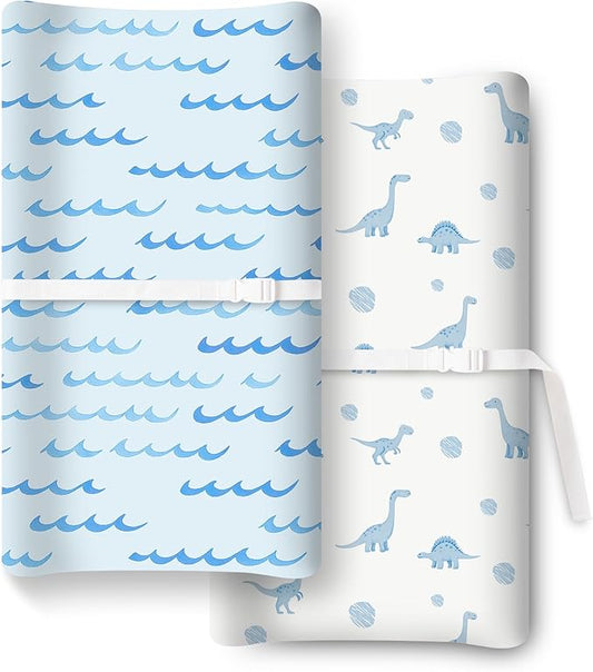 TOTCHILL Extra Stretchy Changing Pad Cover, Ultra Soft Premium Jersey Knit Changing Pad Sheets, Fits All Standard Changing Tables/Dresser Tops, Unisex for Boys Girls - 2 Pack