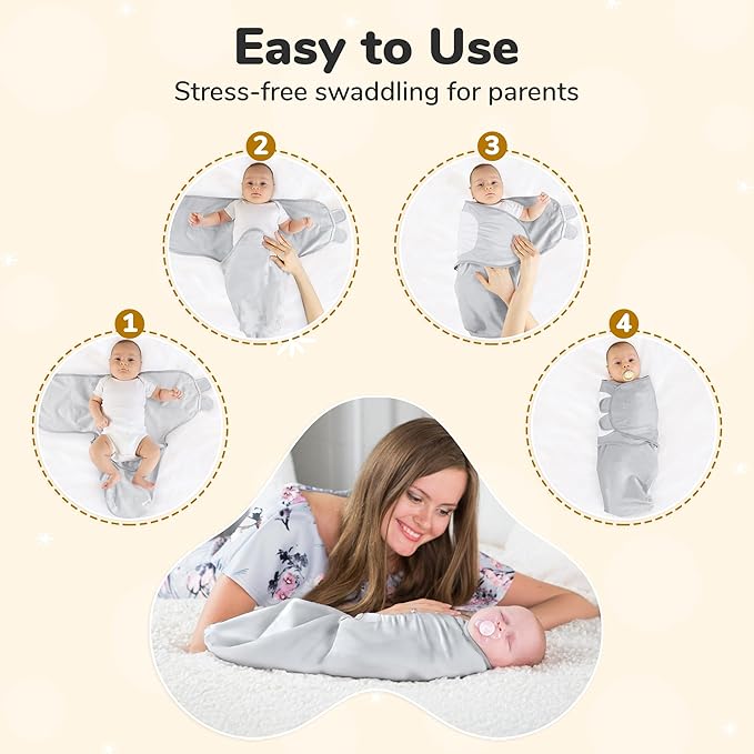 Mama Cheetah Baby Swaddle Sack, Organic Swaddle Blanket, Newborn Swaddling Sleep Sacks, Adjustable Easy Swaddles for Boy Girl 0-3 Month, Baby Essentials, Nursery Swaddling, 3-Pack