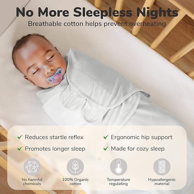 Mama Cheetah Preemie Swaddle Sack, Organic Cotton Swaddling Sleep Sacks, Preemie Swaddle Blanket Wrap, Easy Swaddles for Premature Baby Boy Girl 4-7 lbs, Newborn Essentials, 4-pack Grey