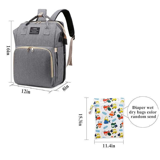 Baby Diaper Bags with Changing Station,Waterproof Diaper Bag Backpack for Moms Dads with USB Charging Port,Large Capacity Multifunctional Baby Essentials(Grey)