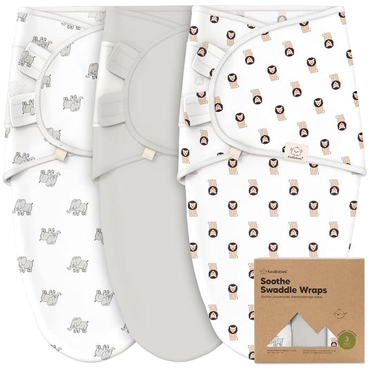 3-Pack Organic Baby Swaddle Sleep Sacks - Swaddles for Newborns, Infant 0-3 Months, Baby Girls, Boys, Soft & Snug Newborn Sleep Sack, Nursery Swaddling Blankets (The Wild 2)