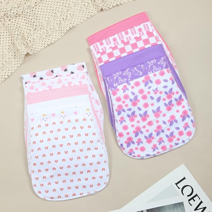 Benoxine 10-Pack Burp Cloths for Baby Boys and Girls - Organic Cotton Baby Burp Cloth,Baby Washcloths, Burp Rags, Large Neutral Burp Clothes for Newborn