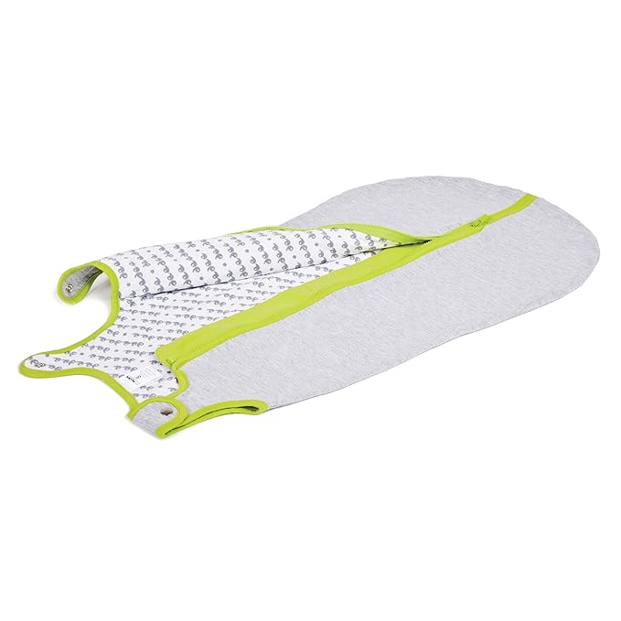 Baby Deedee 100% Cotton Sleeping Sack, Baby Sleeping Bag Wearable Blanket, Sleep Nest Lite, Infant and Toddler, Heather Gray Lime, Large (18-36 Months)
