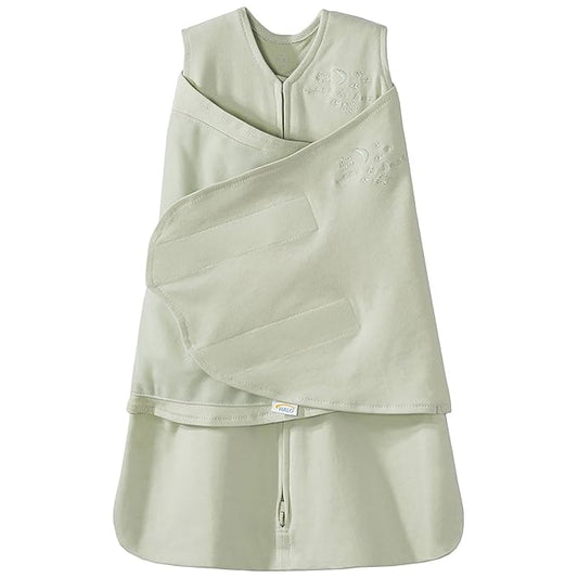HALO 100% Cotton Sleepsack Swaddle, 3-Way Adjustable Wearable Blanket, TOG 1.5, Sage, Newborn, 0-3 Months