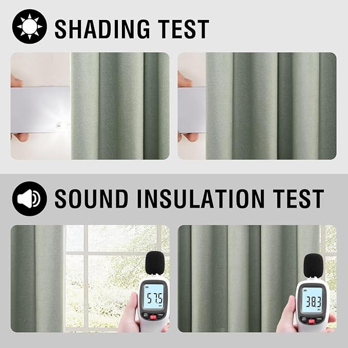 H.VERSAILTEX 100% Blackout Curtains for Bedroom Thermal Insulated Linen Textured Curtains Full Light Blocking Drapes Living Room Curtains 2 Panel Sets, 52x108 Inch, Heather Sea Foam(Not Solid)