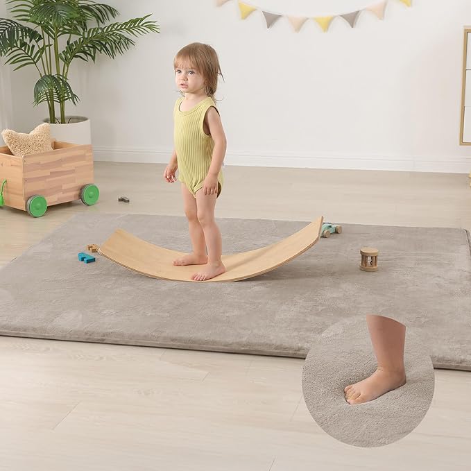 Baby Play Mat for Floor,Extra Large 71"×79" Playpen Mat for Toddler,Infant,Kids,1.3" Thick Non-Slip Nursery Rug,Water Repellent Soft Padded Activity Mats for Tummy Time, Crawling,Playroom(Beige)