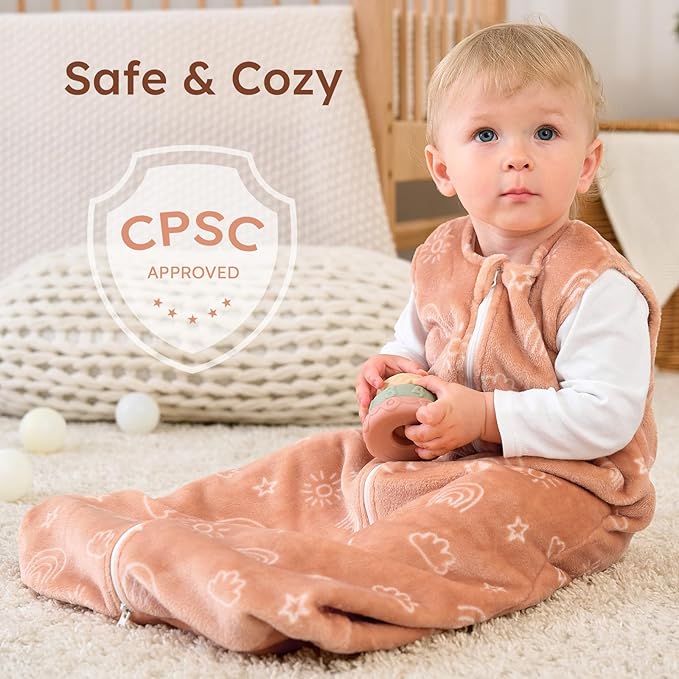 Yoofoss Baby Sleep Sack 18-24 Months, 1.5 Tog Sleep Sack, Fleece Baby Wearable Blanket with 2-Way Zipper, Toddler Sleeping Sack, Soft Warm Lightweight(Small)
