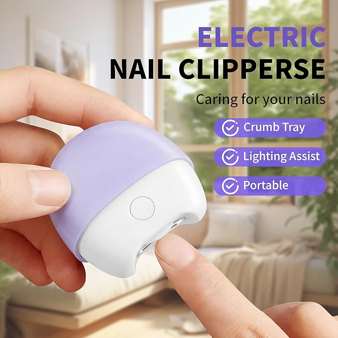 2026 New 3 in 1 Automatic Electric Nail Clipper, Nail Trimmer with Light and Nail Scraps Storage for Seniors Adults Baby (Gray)