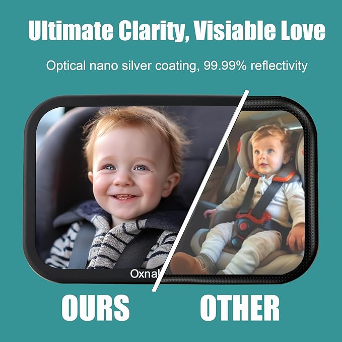 2 Pack Baby Car Mirror Clear Wide View Convex Shatterproof Shake-Proof 2 Pack Easy Install Rear Facing Backseat Mirror for Car Seat Attachment Blind Spot Reduction Distortion-Free View