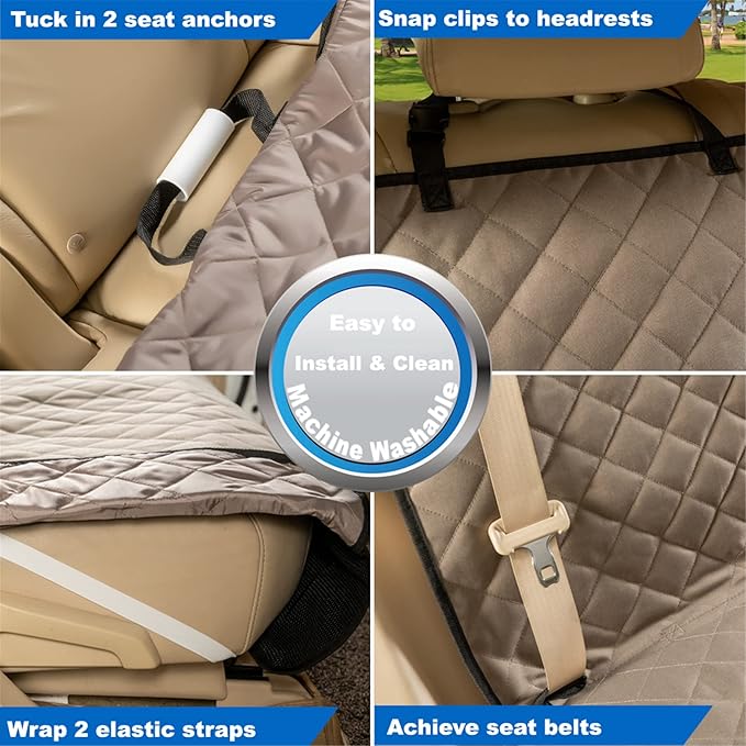 Bench Car Seat Cover Protector - Waterproof, Heavy-Duty and Nonslip Pet Car Seat Cover for Dogs with X-Large Size Fits for Large SUVs & Trucks