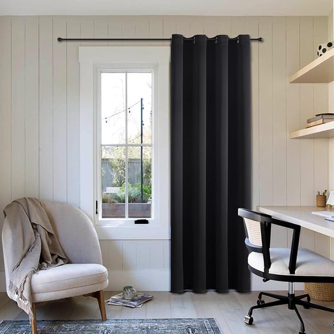 ChrisDowa Blackout Curtains 102 Inches Long for Living Room, Grommet Thermal Insulated Room Darkening Curtains for Bedroom (1 Panel Set, Black, 52W x 102L)