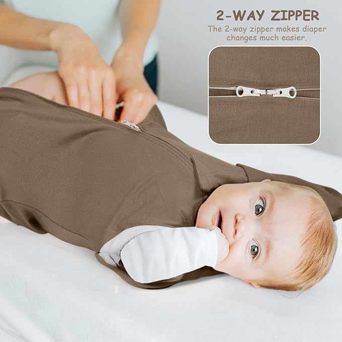 MEXXI Swaddle Baby Sleep Sack with Arms Up, Baby Transitional Swaddle with Double Zipper, 0.5 TOG, 8-13 lbs, M