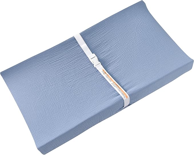 Changing Pad Cover for Baby Girls Boys - 100% Organic Cotton Muslin Changing Pad Sheets with Secure 360° Elastic Fit, Ultra-Soft for Delicate Skin, 2 Pack