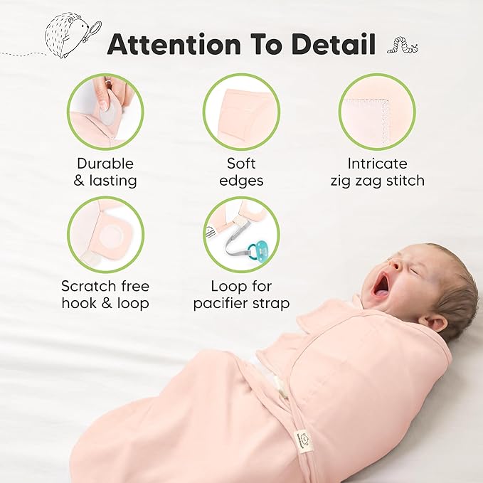 3-Pack Organic Baby Swaddle Sleep Sacks - Swaddles for Newborns, Infant 3-6 Months, Baby Girls, Boys, Soft & Snug Newborn Sleep Sack, Nursery Swaddling Blankets (Angelic, L)