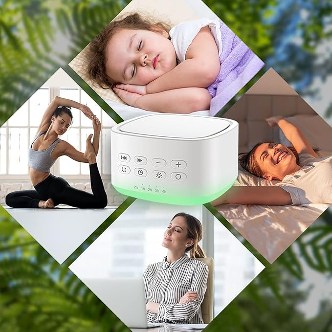Magicteam White Noise Machine 10 Colors Lights and 25 Soothing Sounds Sleep Sound Machine with 5 Timers with Memory Feature Portable Sound Machine for Baby Adults. (White)