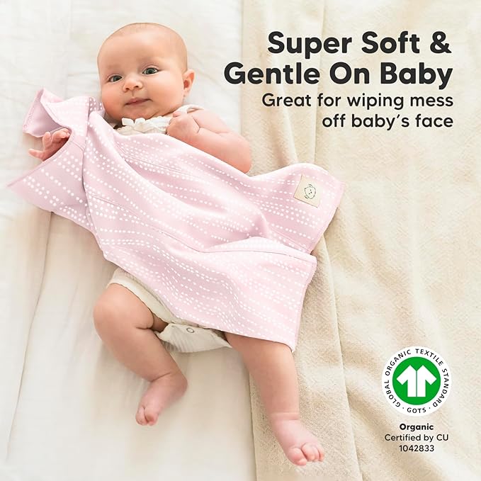 Organic Burp Cloths Baby Boy, Girl - 6-Pack Large 100% Cotton Burping Cloths for Babies, Spit Up Rags, Super Absorbent, Ultra Soft Newborn Rag, Gender Neutral, Machine Washable, Durable (Sweet Charm)