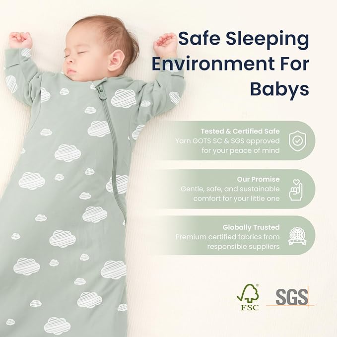 Unisex Sleeping Bag for Babies and Toddlers 3.5 Tog Sleep Sack, Baby Sleep Sack, One piece with sleeves, Gifts for Baby