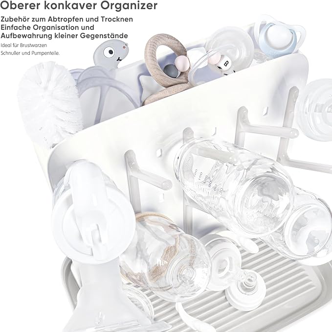 Termichy Baby Bottle Drying Rack: Large Vertical Bottle Dryer Rack Holder - Space Saving Standing Drying Rack for Baby Bottles and Pump Part Cleaning (White)