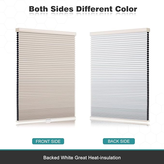 Changshade Cordless Cellular Shades, Blackout Honeycomb Shades for Windows, Pull Down Pleated Blinds, Easy to Install for Indoor Windows and French Doors,43" W x 72" H, Beige