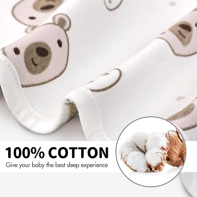 Baby Swaddle 3-6 Month - Arms Up Swaddles, Baby Transitional Swaddle Sleep Sack for Newborn, Cuff Removable Design, Cute Little Bear Breathable Cotton Newborn Transition Sacks