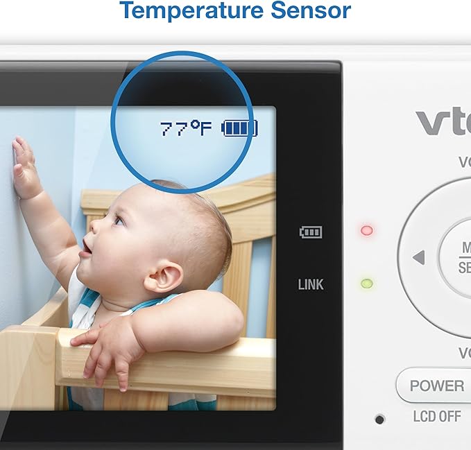 VTech VM819-2 Baby Monitor, 2.8” Screen, 2 Cameras, 1000ft Range, Night Vision, 2-Way Audio, Temperature Sensor, Lullabies, Secured Transmission No WiFi
