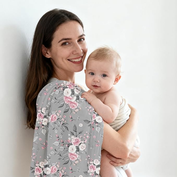 Baby Muslin Swaddle Blankets,2 Pack Receiving Blanket Baby Girl & boy,Large47 x 43 inches,Soft & Skin Friendly Baby Blanket Wrap(Florals)