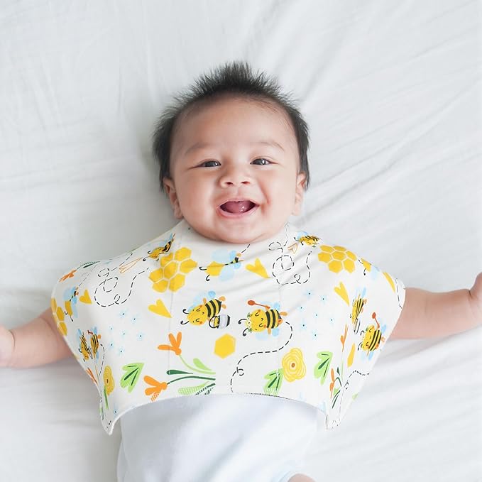 SmoothNovelty 5 Pack Bee Pattern Baby Burp Cloths Soft Absorbent Burping Rags for Newborns 19"x9" Spit up Cloths for Boy Girl Newborn Baby Shower Registry Gifts Set Nursery Decor
