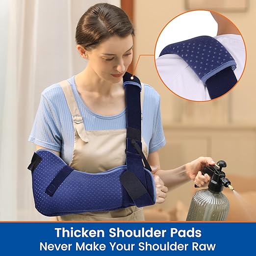 Arm Sling for Shoulder Injury with Waist Strap - Immobilizer Brace Support for Sleeping, Rotator Cuff Surgery (Comfort Version, Left, Large，40-51 inch)